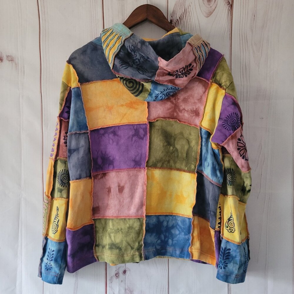 Rising International 100% Cotton Hooded Full Zip Women’s L Multi Color Sweater - Picture 2 of 6